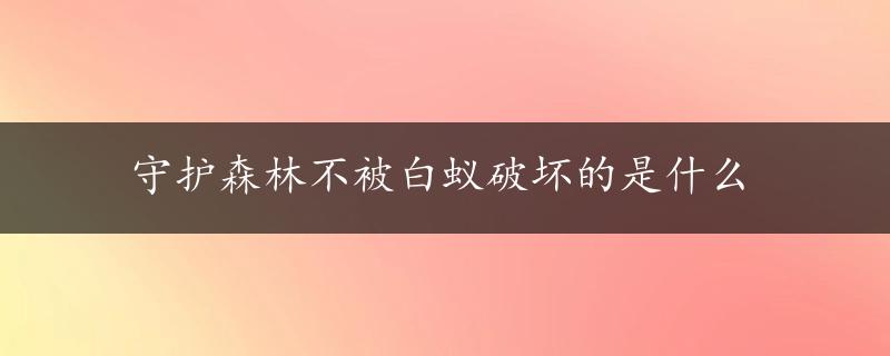 守护森林不被白蚁破坏的是什么