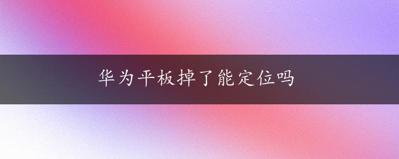 华为平板掉了能定位吗