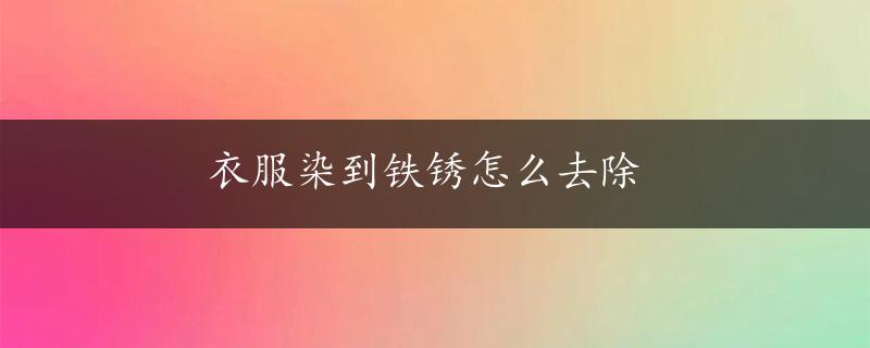 衣服染到铁锈怎么去除