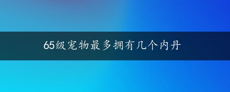 65级宠物最多拥有几个内丹