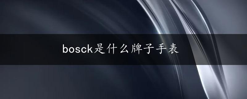 bosck是什么牌子手表