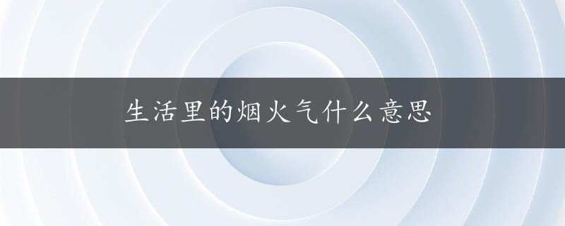 生活里的烟火气什么意思