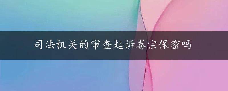 司法机关的审查起诉卷宗保密吗