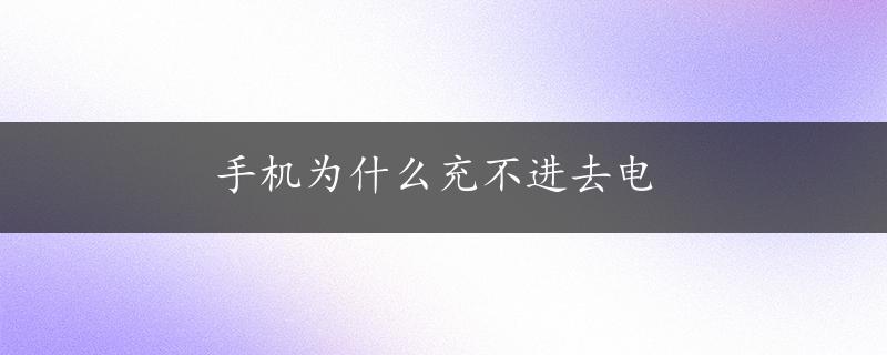 手机为什么充不进去电