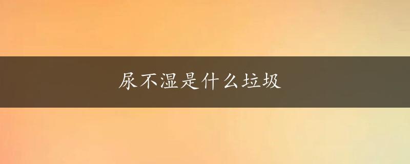 尿不湿是什么垃圾