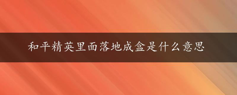 和平精英里面落地成盒是什么意思