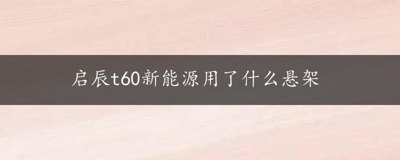 启辰t60新能源用了什么悬架