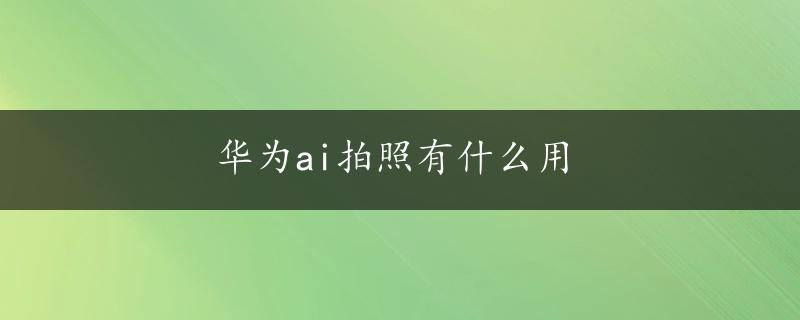 华为ai拍照有什么用