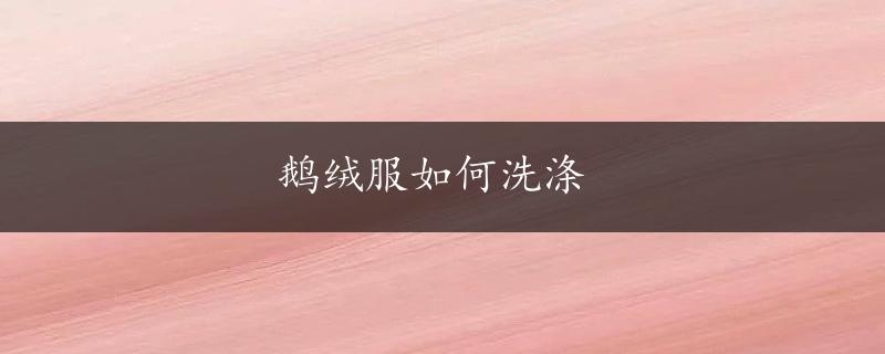 鹅绒服如何洗涤