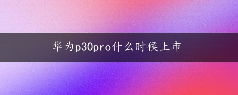 华为p30pro什么时候上市