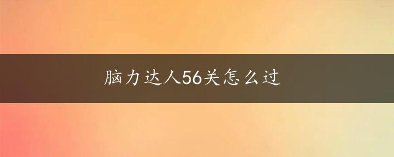 脑力达人56关怎么过