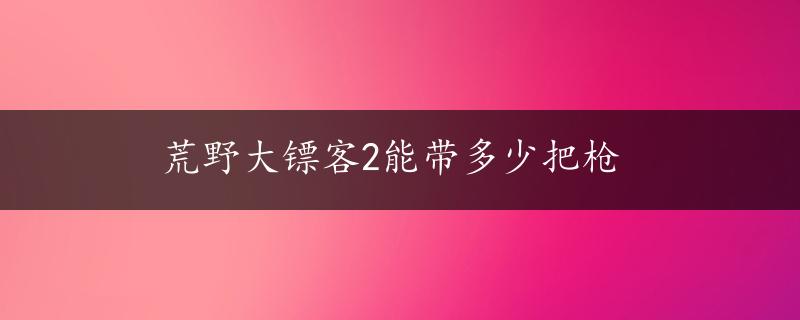 荒野大镖客2能带多少把枪