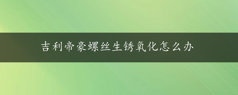 吉利帝豪螺丝生锈氧化怎么办