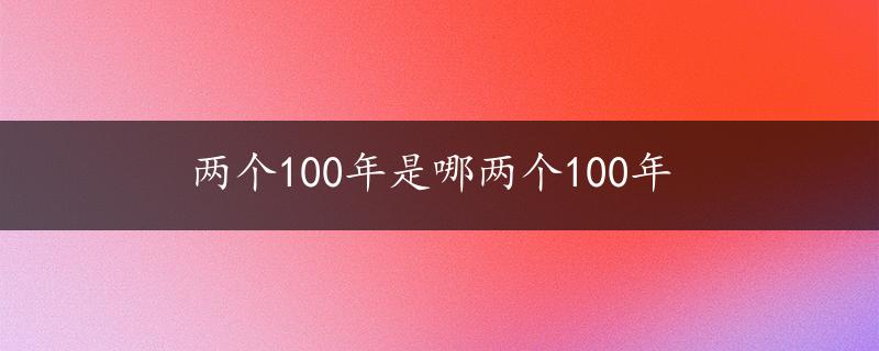 两个100年是哪两个100年