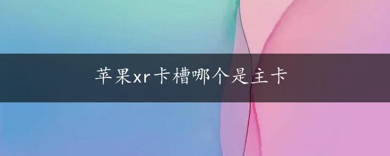 苹果xr卡槽哪个是主卡