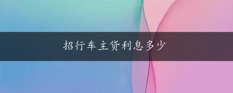 招行车主贷利息多少