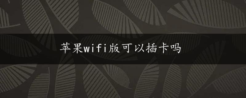 苹果wifi版可以插卡吗