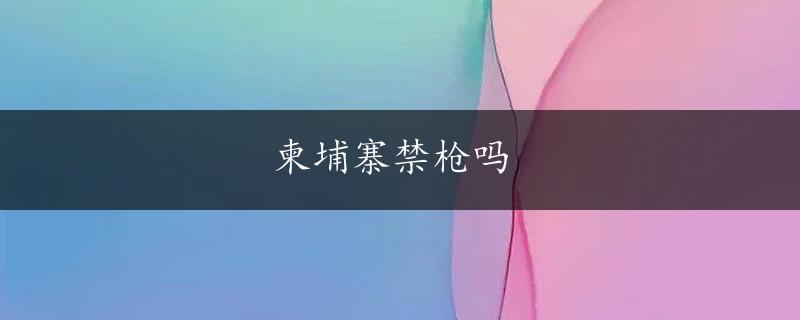 柬埔寨禁枪吗