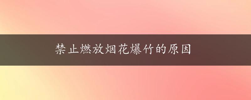 禁止燃放烟花爆竹的原因