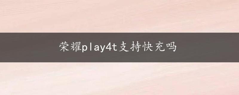 荣耀play4t支持快充吗