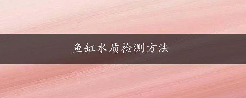 鱼缸水质检测方法