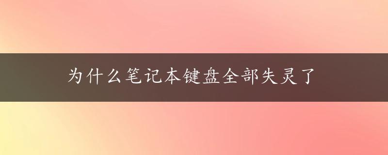 为什么笔记本键盘全部失灵了