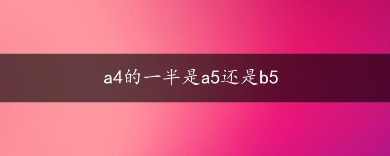 a4的一半是a5还是b5