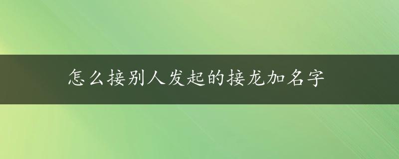 怎么接别人发起的接龙加名字