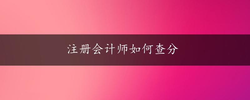 注册会计师如何查分