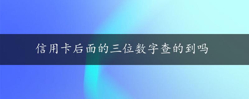 信用卡后面的三位数字查的到吗