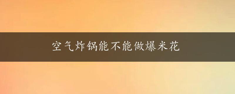 空气炸锅能不能做爆米花