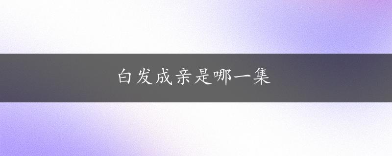 白发成亲是哪一集