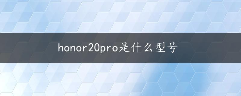 honor20pro是什么型号