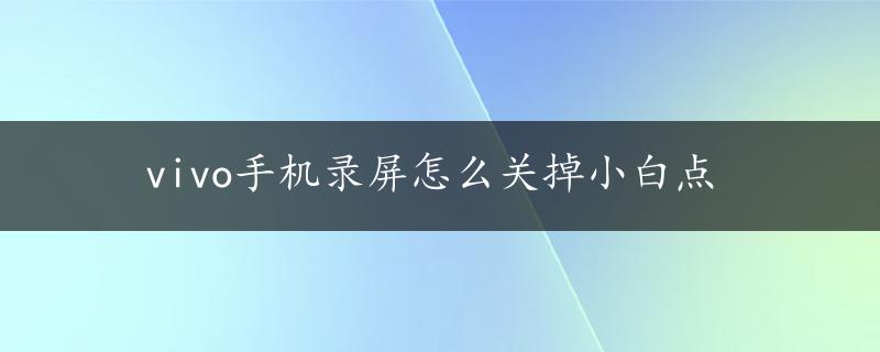 vivo手机录屏怎么关掉小白点