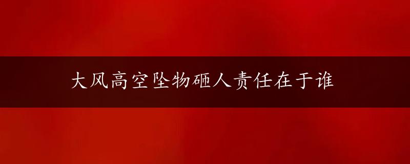 大风高空坠物砸人责任在于谁