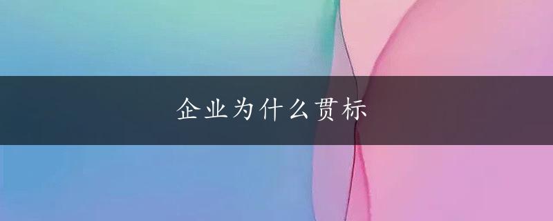 企业为什么贯标