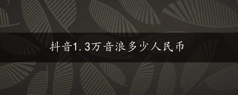 抖音1.3万音浪多少人民币