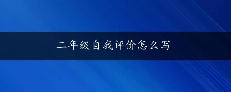 二年级自我评价怎么写