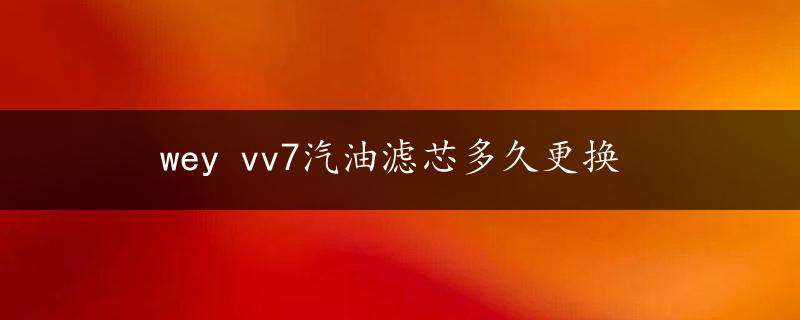 wey vv7汽油滤芯多久更换