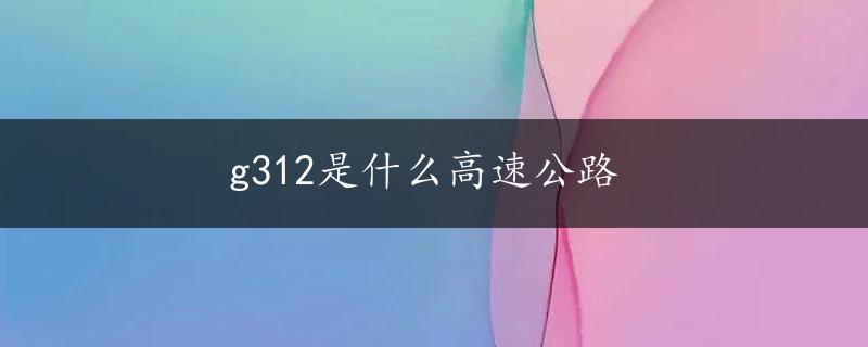 g312是什么高速公路