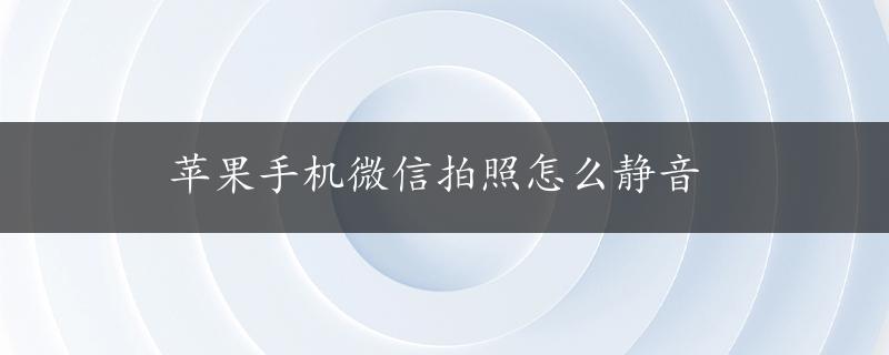 苹果手机微信拍照怎么静音