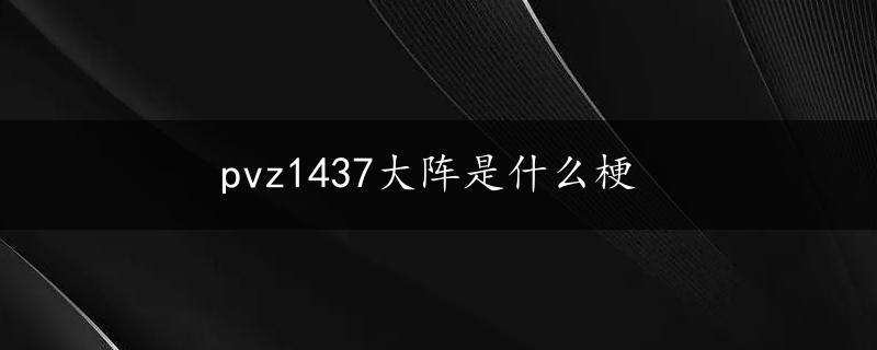 pvz1437大阵是什么梗