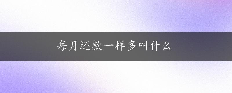 每月还款一样多叫什么