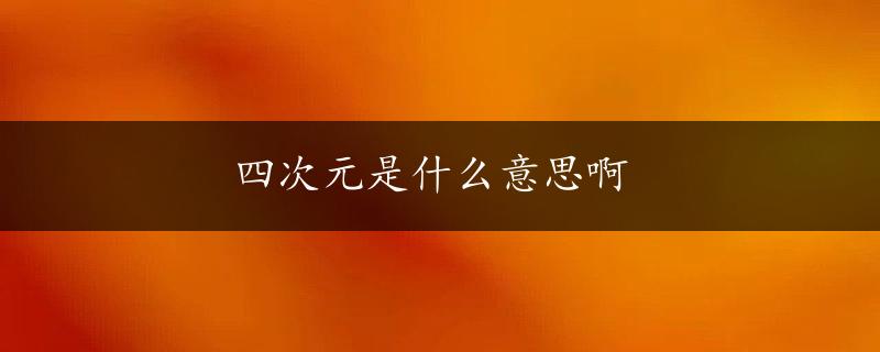 四次元是什么意思啊