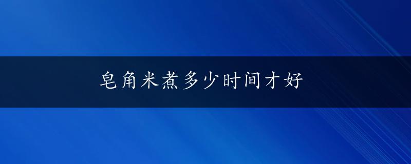 皂角米煮多少时间才好