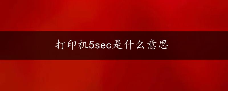 打印机5sec是什么意思