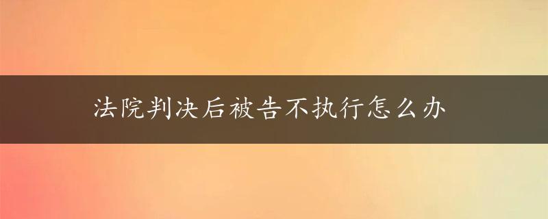 法院判决后被告不执行怎么办