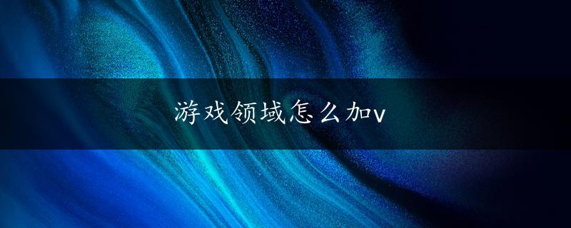 游戏领域怎么加v