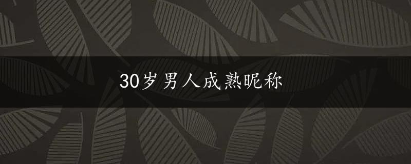 30岁男人成熟昵称