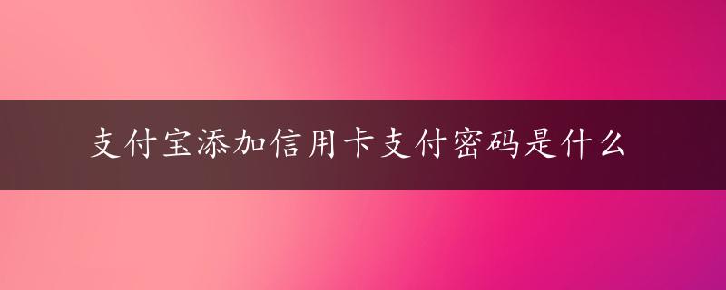 支付宝添加信用卡支付密码是什么